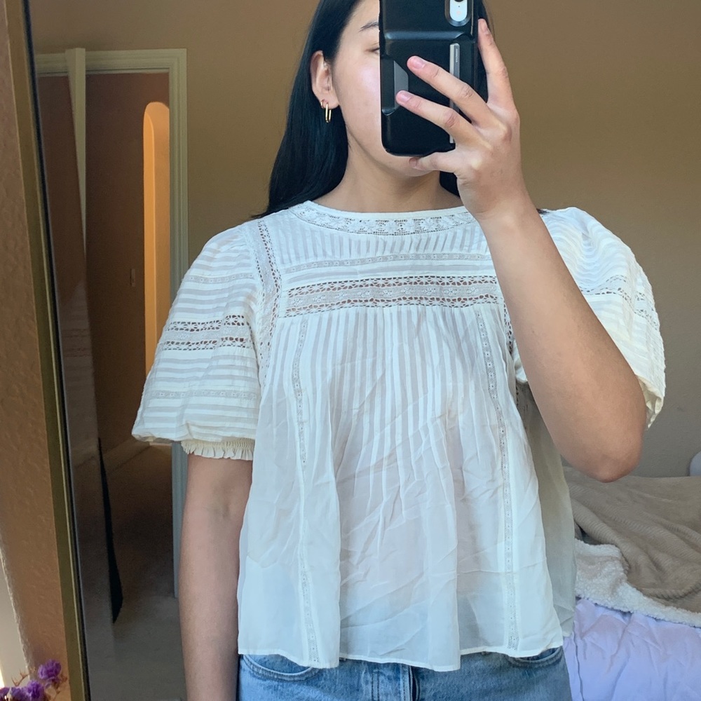 Sunday Best/ Madewell ballon sleeve peasant top
